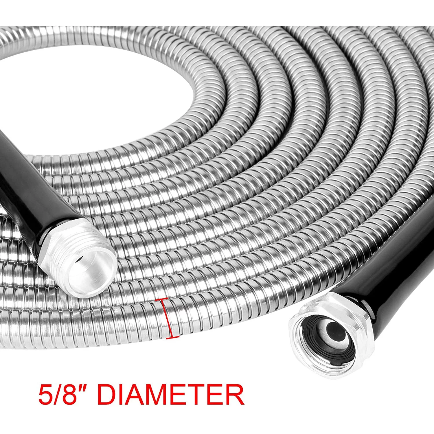 Specilite Heavy Duty 50 Foot Stainless Steel 10 Spray Pattern Nozzle Garden Hose