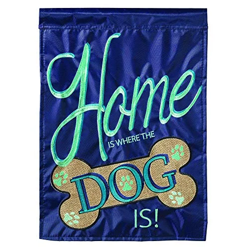 Magnolia Gardens  29 x 42 in. Double Applique Home Is Where The Dog Burlap Garden Flag - Large