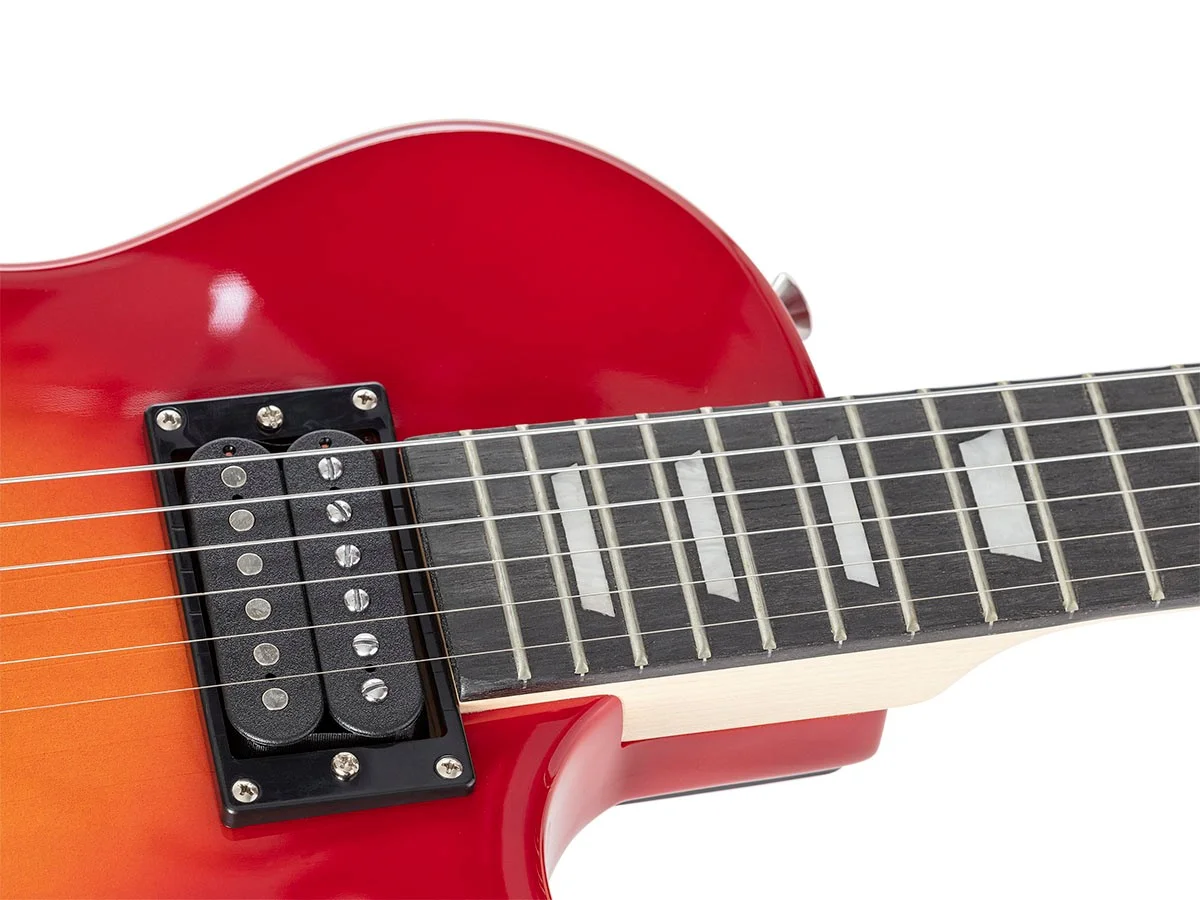 Monoprice 66 Classic V2 Cherry Electric Guitar with Gig Bag, Right, 6 Strings, Poplar Body, HH Pickups - Indio Series
