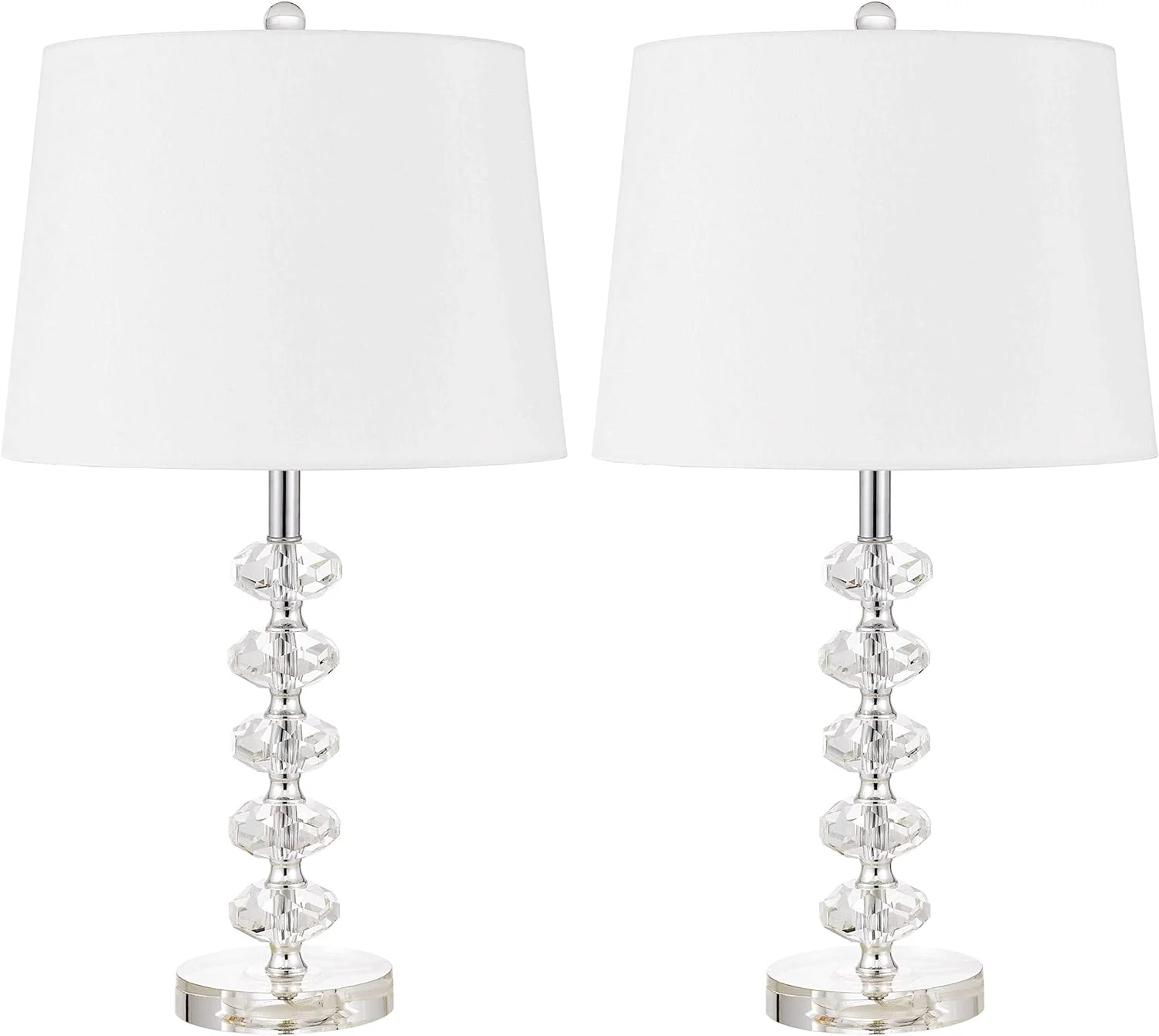 Modern Clear Crystal 2-PACK Bedside Table Lamp Set for Bedroom Desk Décor - Stylish Nightstand Light Fixtures