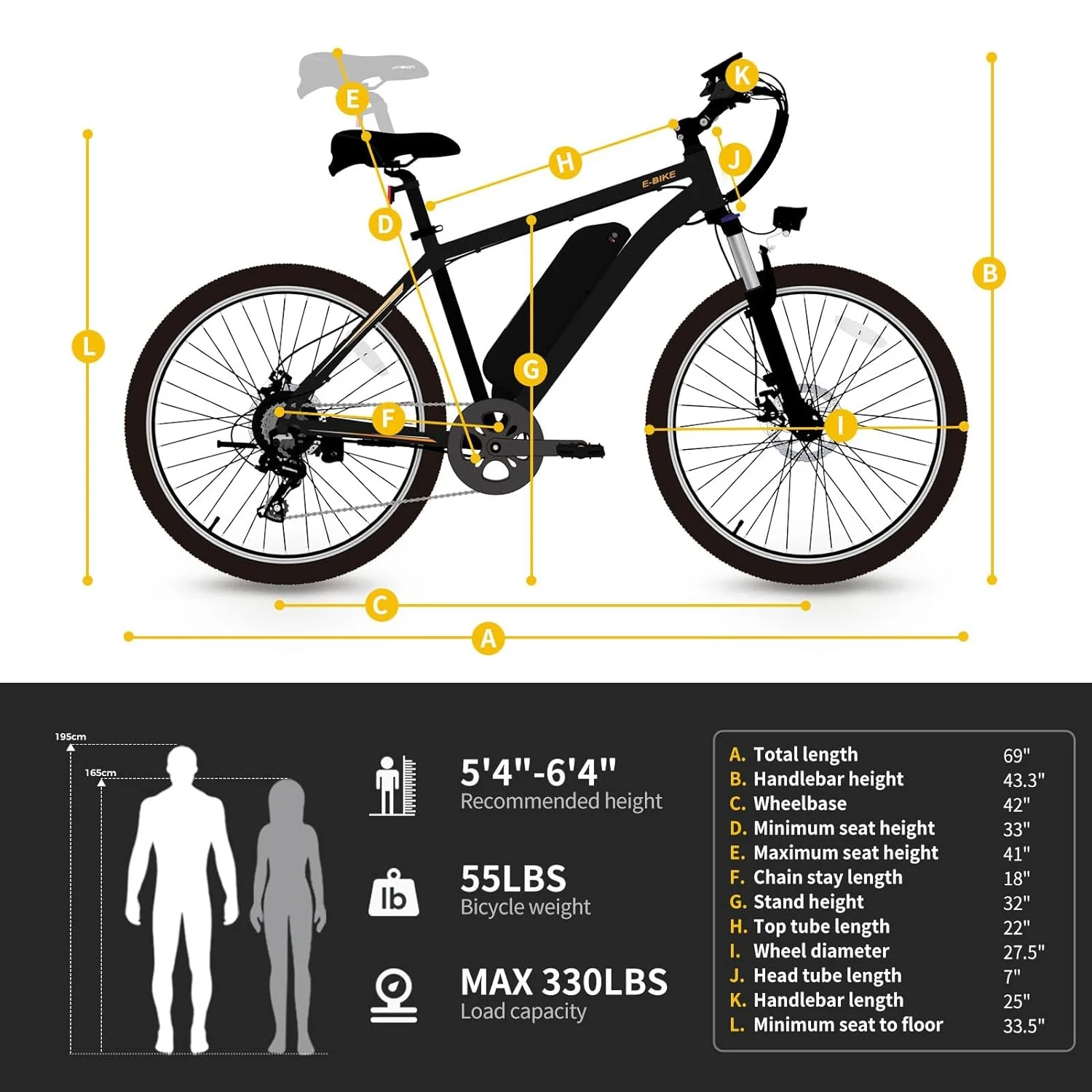 Yoloway EB5 PLUS Electric Bike 27.5