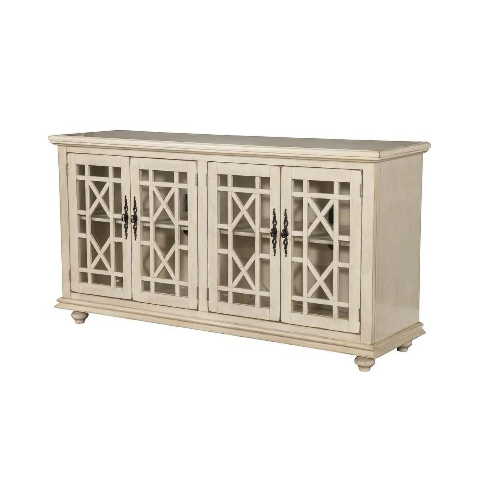 Home Square 2-Piece Set with Elegant Chairside Table & Jules TV Stand in White