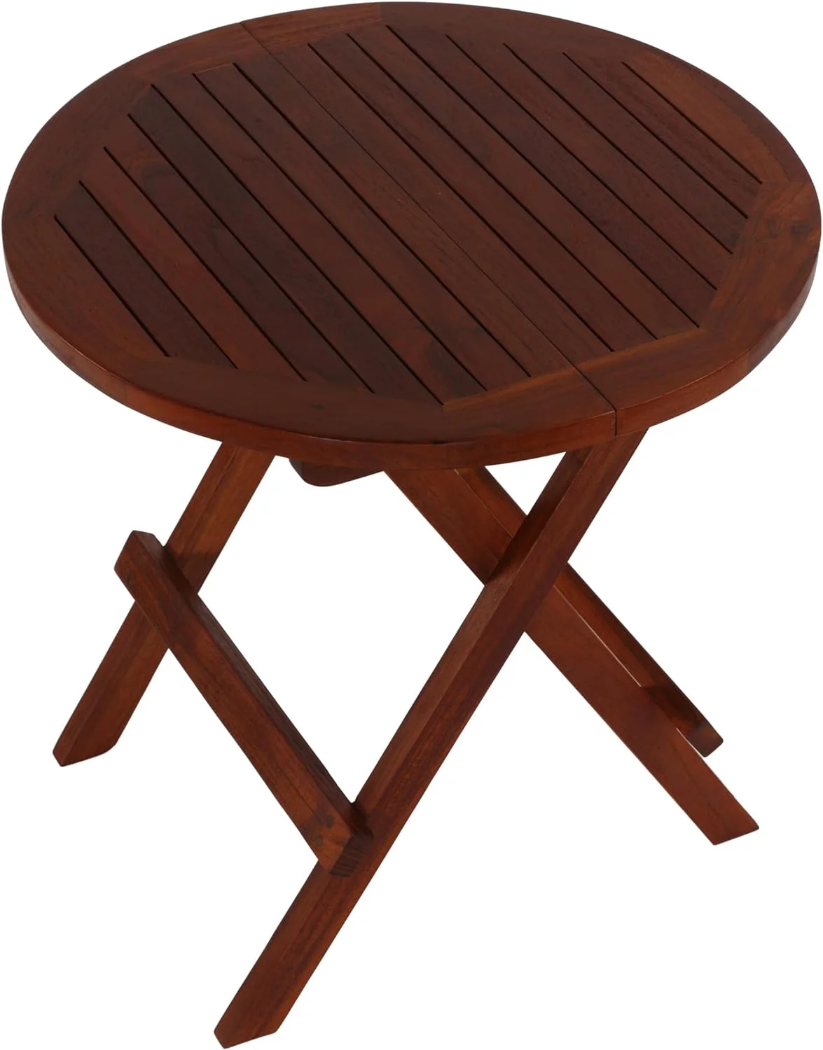 Karlyn Round Folding End Table In Teak Wood, 20
