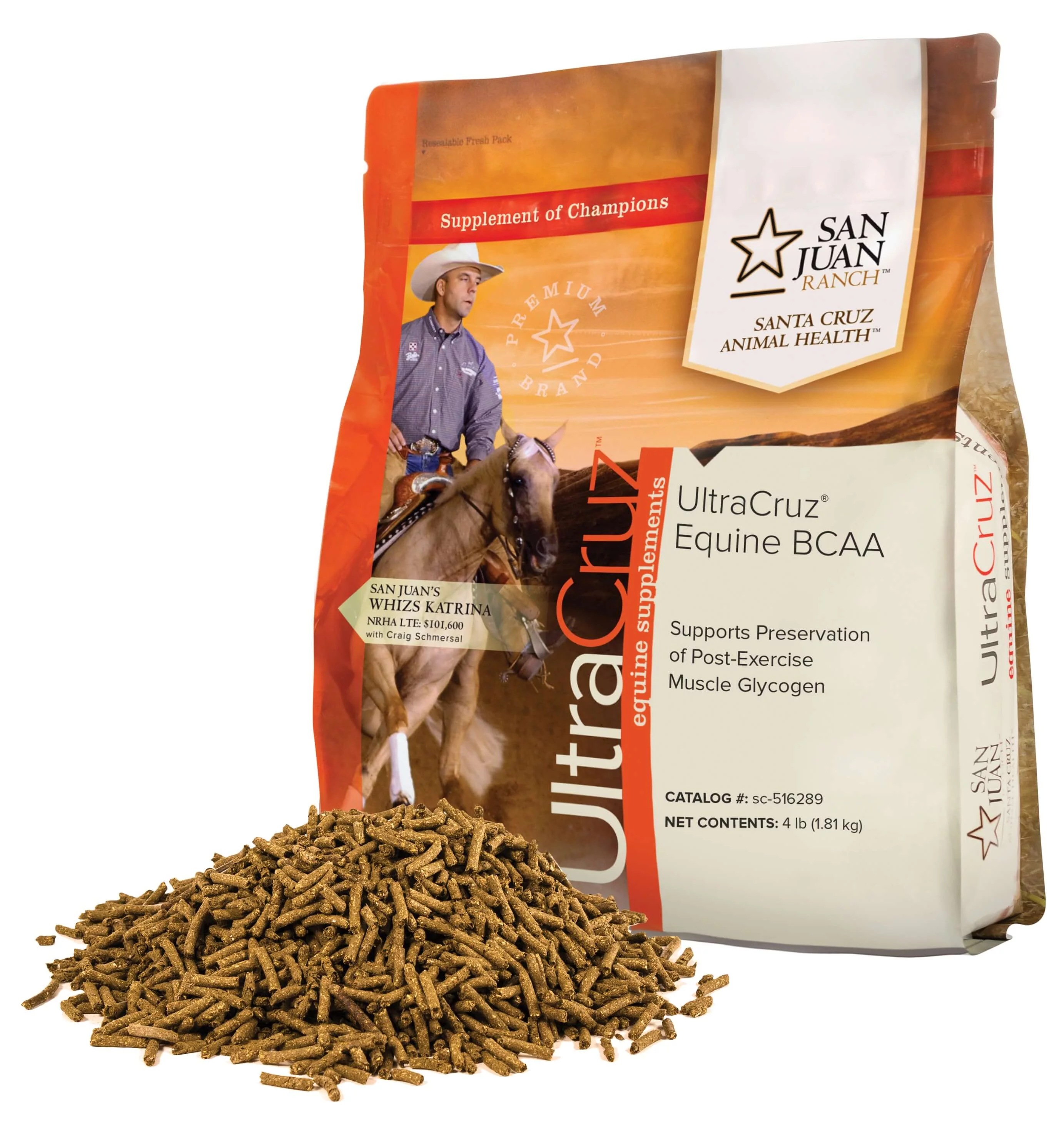 UltraCruz Equine BCAA Supplement for Horses, 4 lb, Pellet (22 Day Supply)