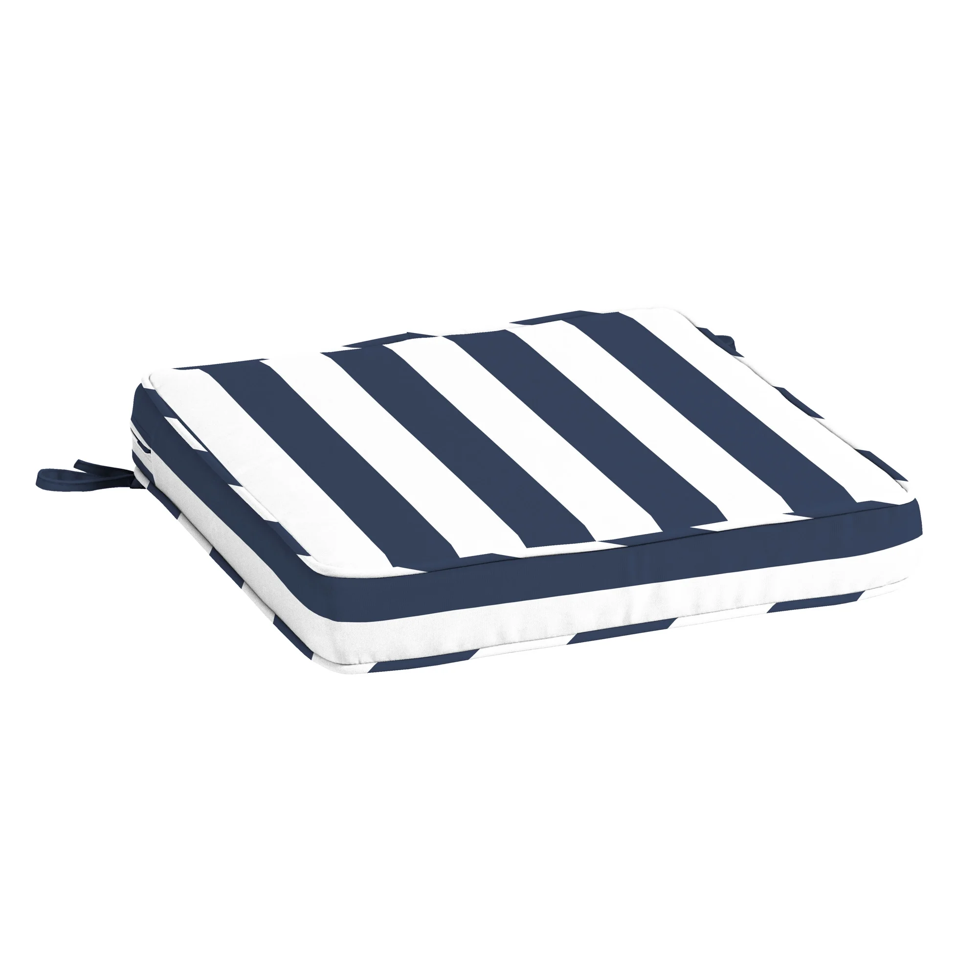 Arden Selections ProFoam Essentials Outdoor Seat Cushion 20 x 20, Sapphire Blue Cabana Stripe