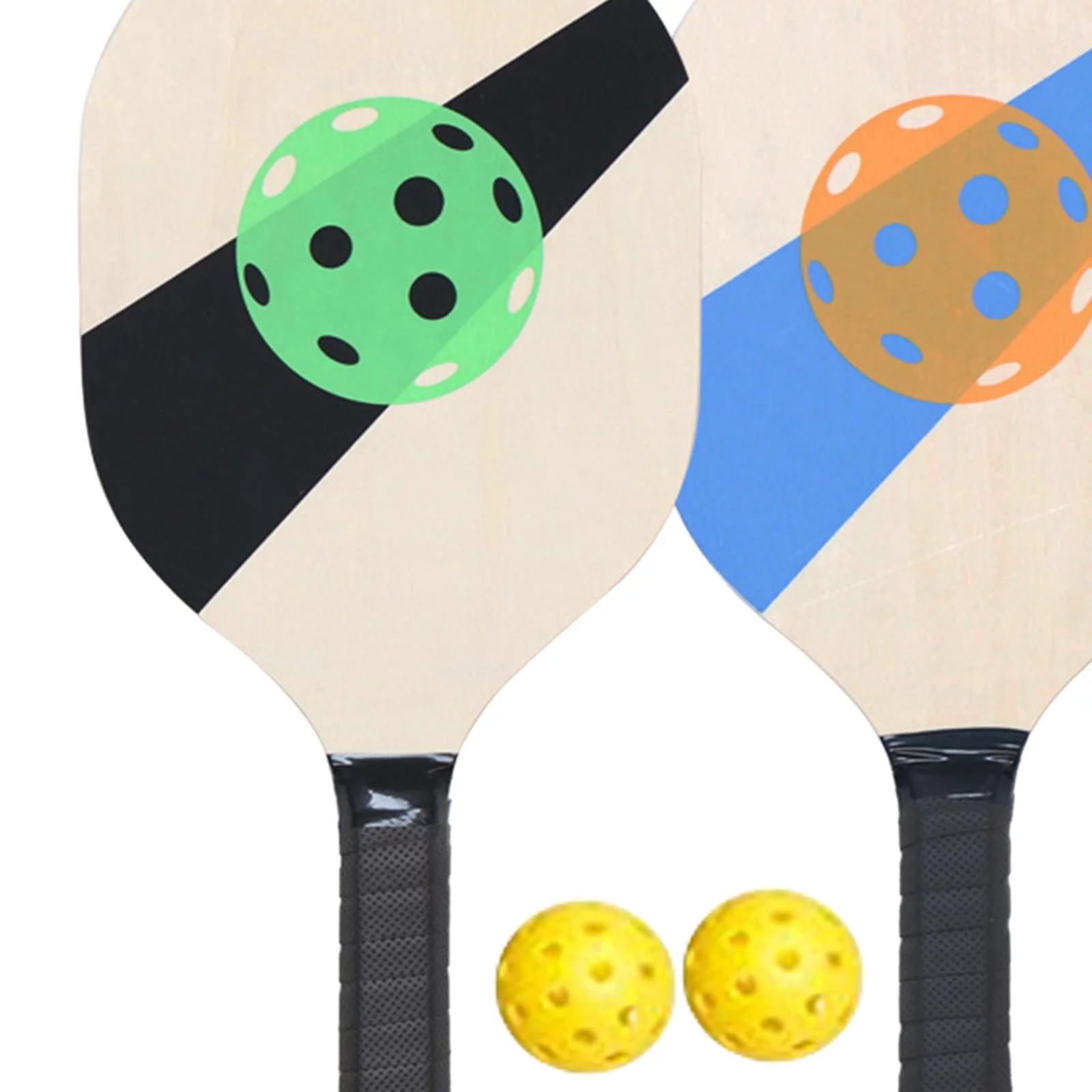 Pickleball Wood Paddle Set Beginner Racket Durable 2 Paddles 2 s Style C