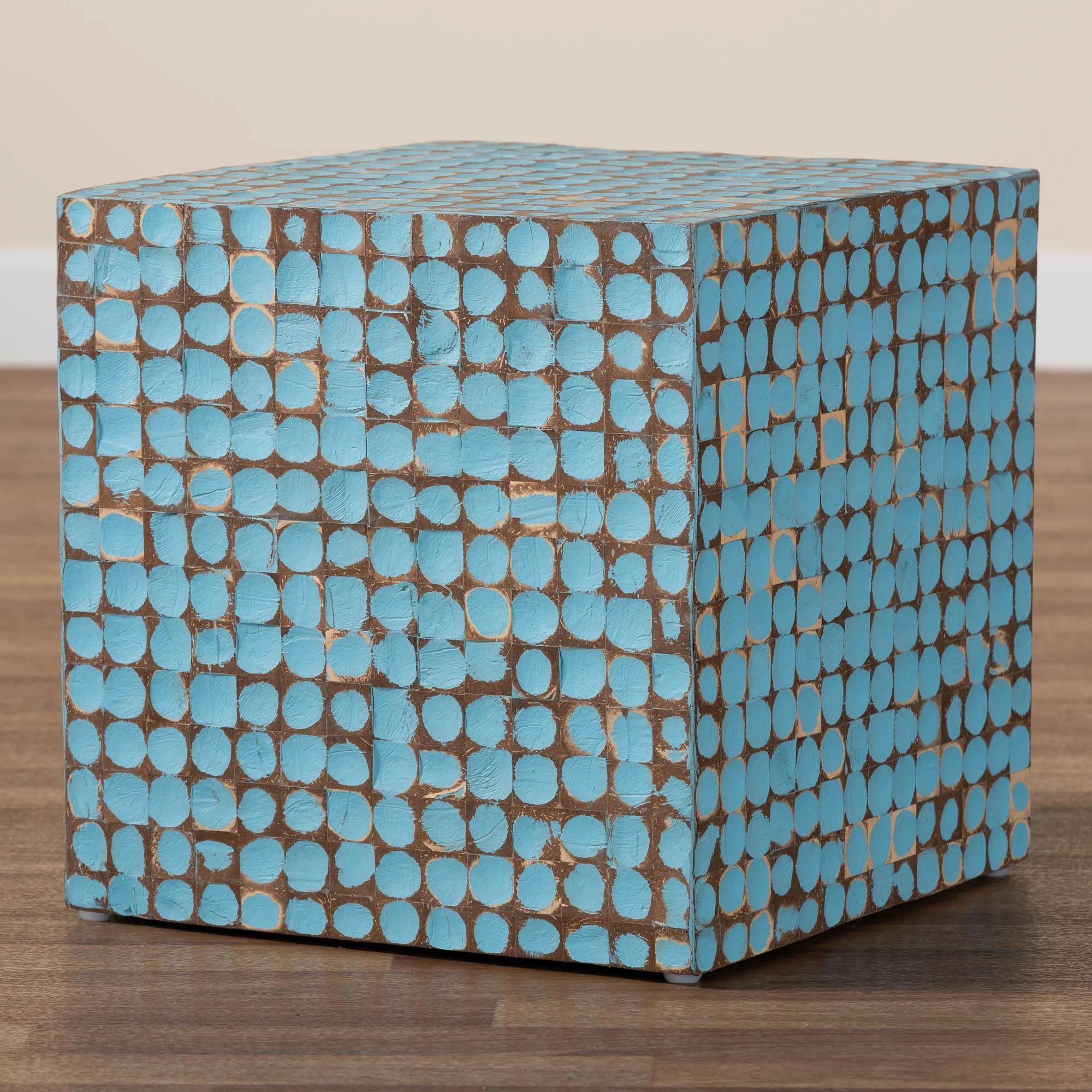 bali & pari Janella Boho End Table, Square, Sky Blue
