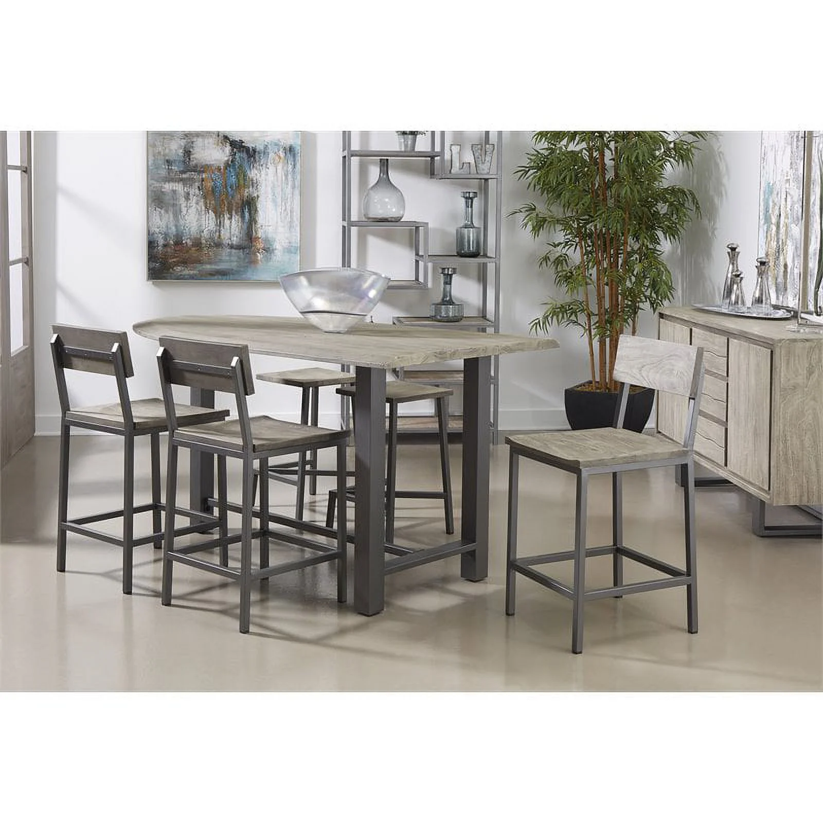 Pemberly Row Grey/Gunmetal Yukon Counter Height Dining Table