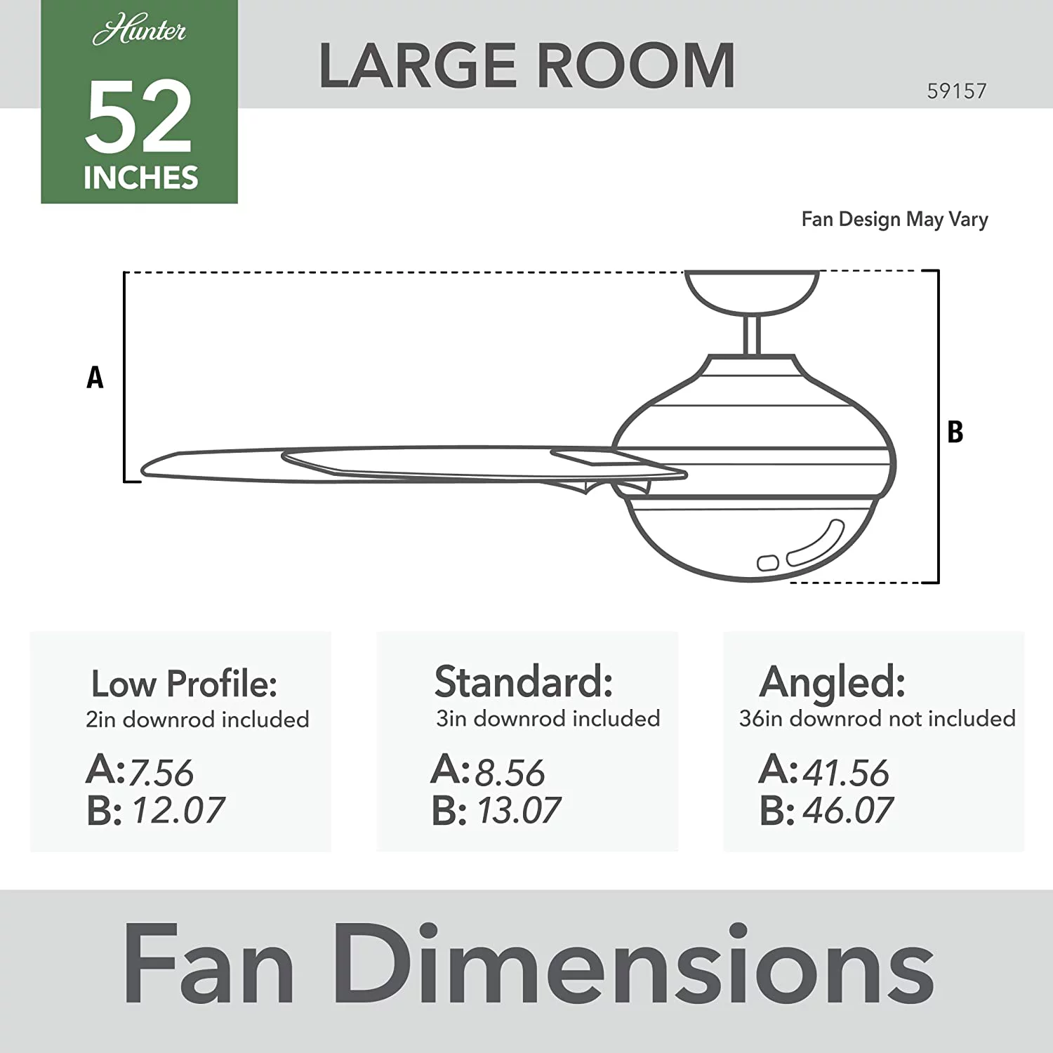 AUCHI Fan Company, 59157, 52 inch Sentinel Brushed Nickel Ceiling Fan with LED Light Kit and Handheld Remote