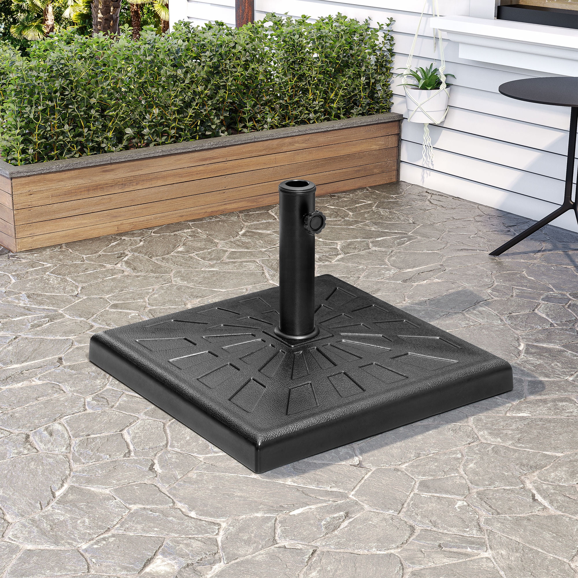 Pellebant 43 lbs Resin Square Concrete Market Umbrella Base, Black