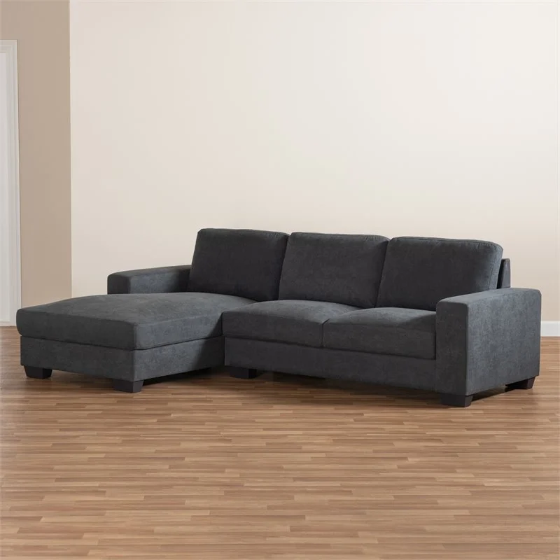 Bowery Hill Dark Grey Sectional Sofa with Left Facing Chaise