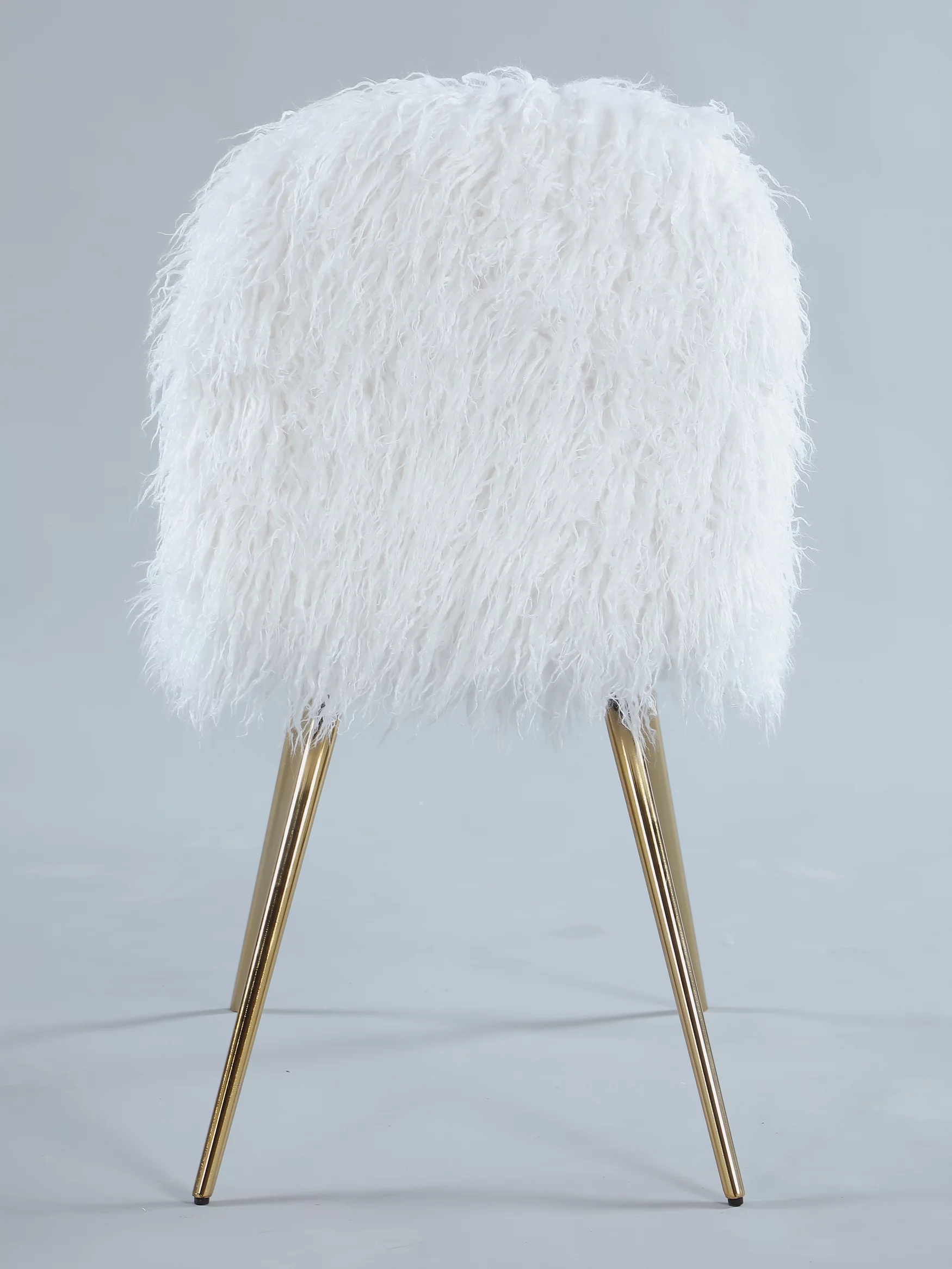 Roundhill Furniture Ravni Faux Fur Accent Chair Ottoman Set in White/Rose Gold