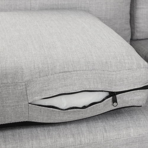 DremFaryoyo 97.2” Modern Linen Fabric Sofa  L-Shape Couch with Chaise Lounge Sectional Sofa with one Lumbar Pad Gray