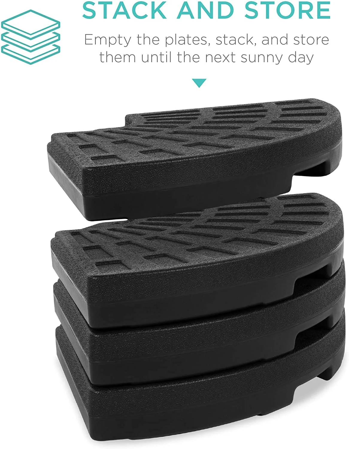 4-Piece 158lb Capacity Cantilever Offset Patio Umbrella Circular Base Stand w/Carry Handles, Easy-Fill Spouts, Base Connector Hooks, UV Stability - Black