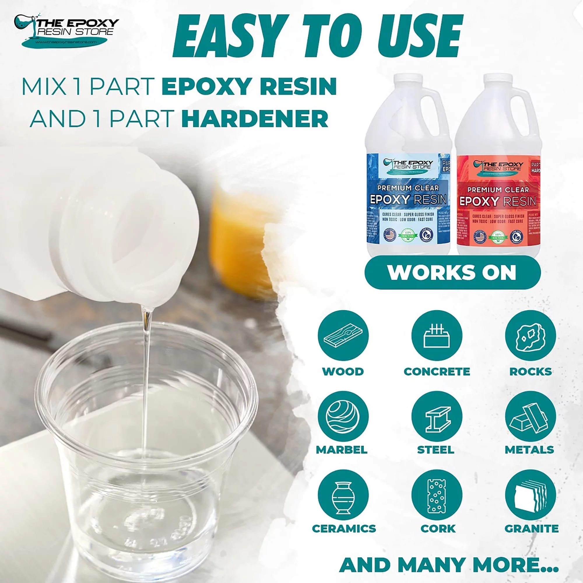 The Epoxy Resin Store Crystal Clear Epoxy Resin Coating Kit, 1 Gallon