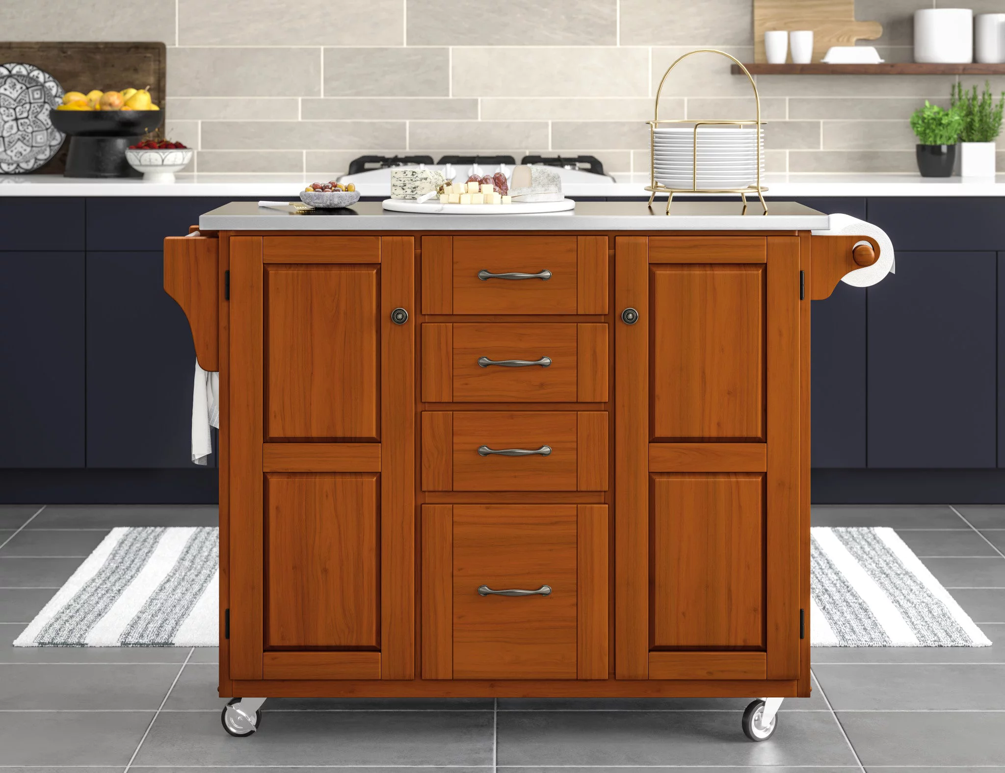 Create-a-Cart Brown Kitchen Cart