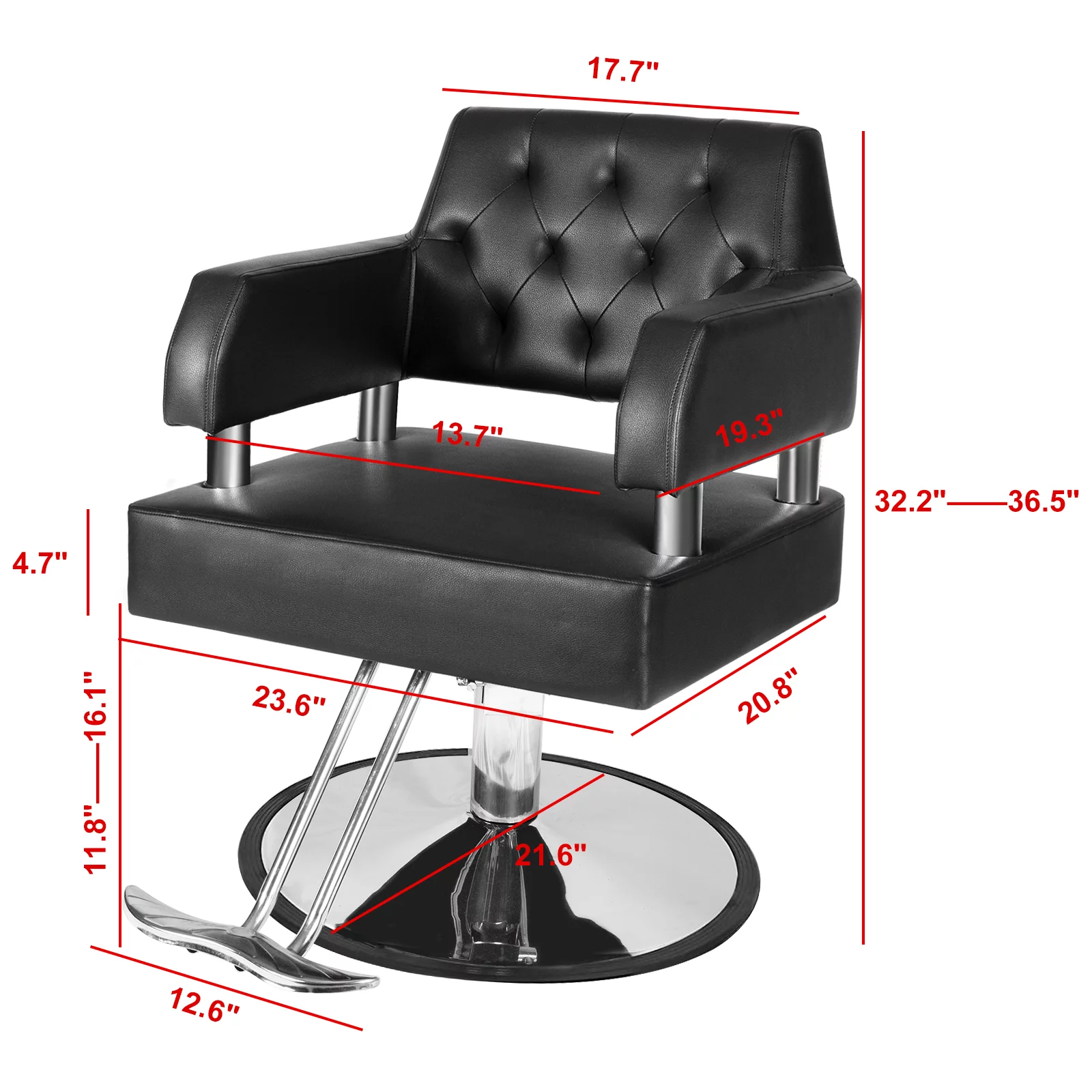 Barber Chair Salon Chair for Hair Stylist with Hydraulic Pump Adjustable Height 360-Degrees Swivel Hair Chair Spa Beauty, Black