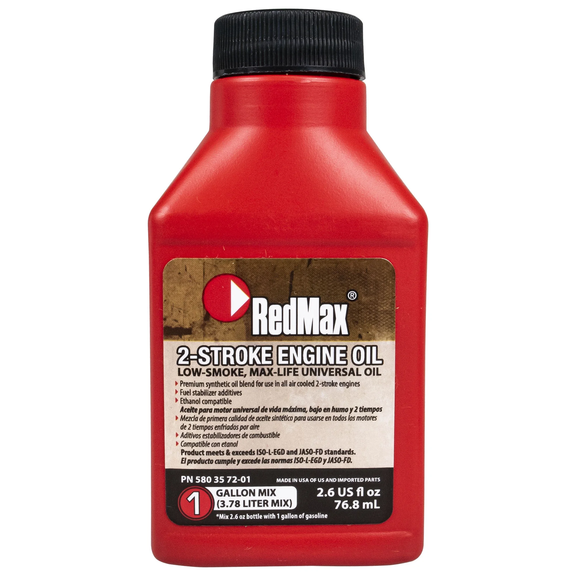 2.6oz Bottles of RedMax Synthetic 2 Stroke Cycle Oil w/ Fuel Stabilizer 50:1 6PK