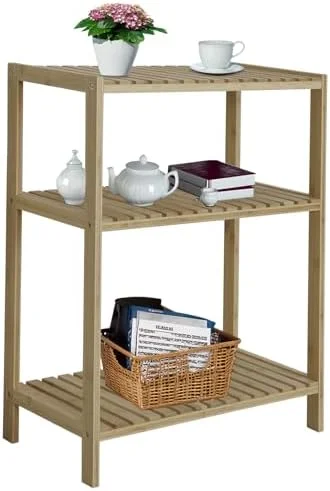 TJRUOPG Ladder   3-Tier Wooden Plant Shelves  Rustic Flower Display Rack  Freestanding  Rack  Indoor Outdoor Flowerpot Stand Ladder for Living Room  Office  Bedroom  Balcony ()