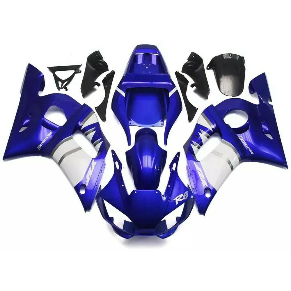 Motor Genic ABS Injection Plastic ABS Fairing Fit for Yamaha YZF R6 1998-2002 Blue White
