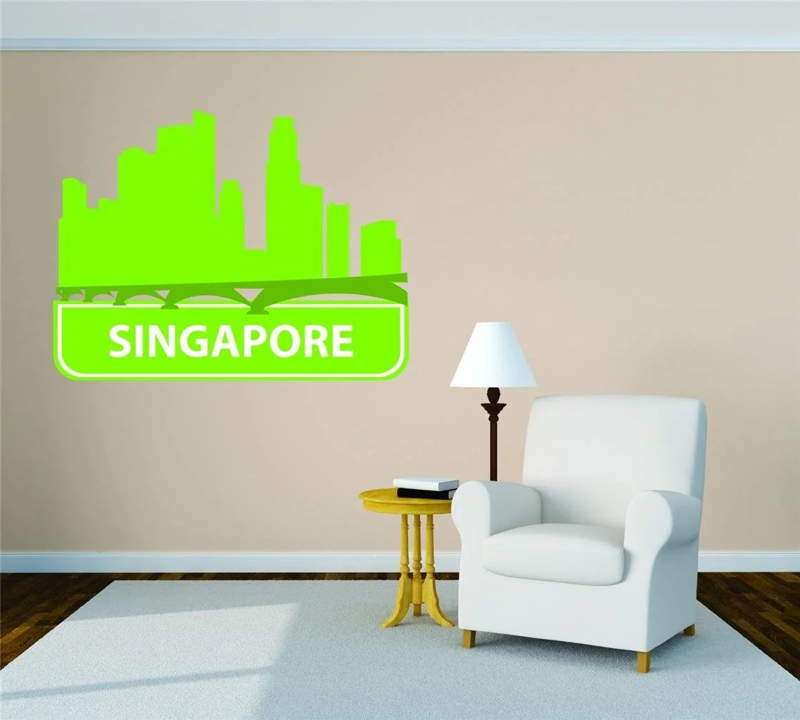 Wall Design Pieces Republic Of Singapore United States Major City Geographical Map Landmark 30x30