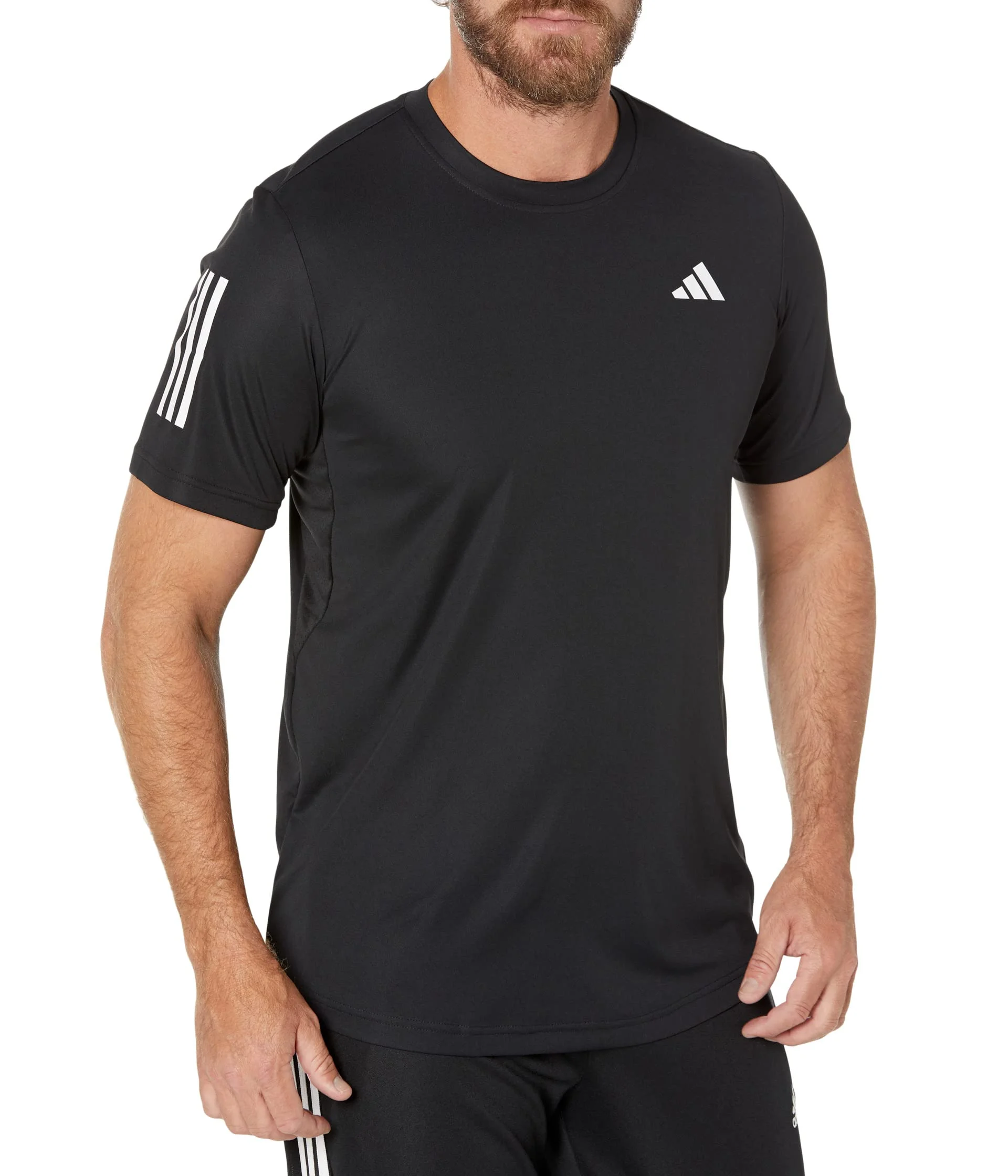 adidas Club 3-Stripes Tennis Tee (Mens, Black, LG)