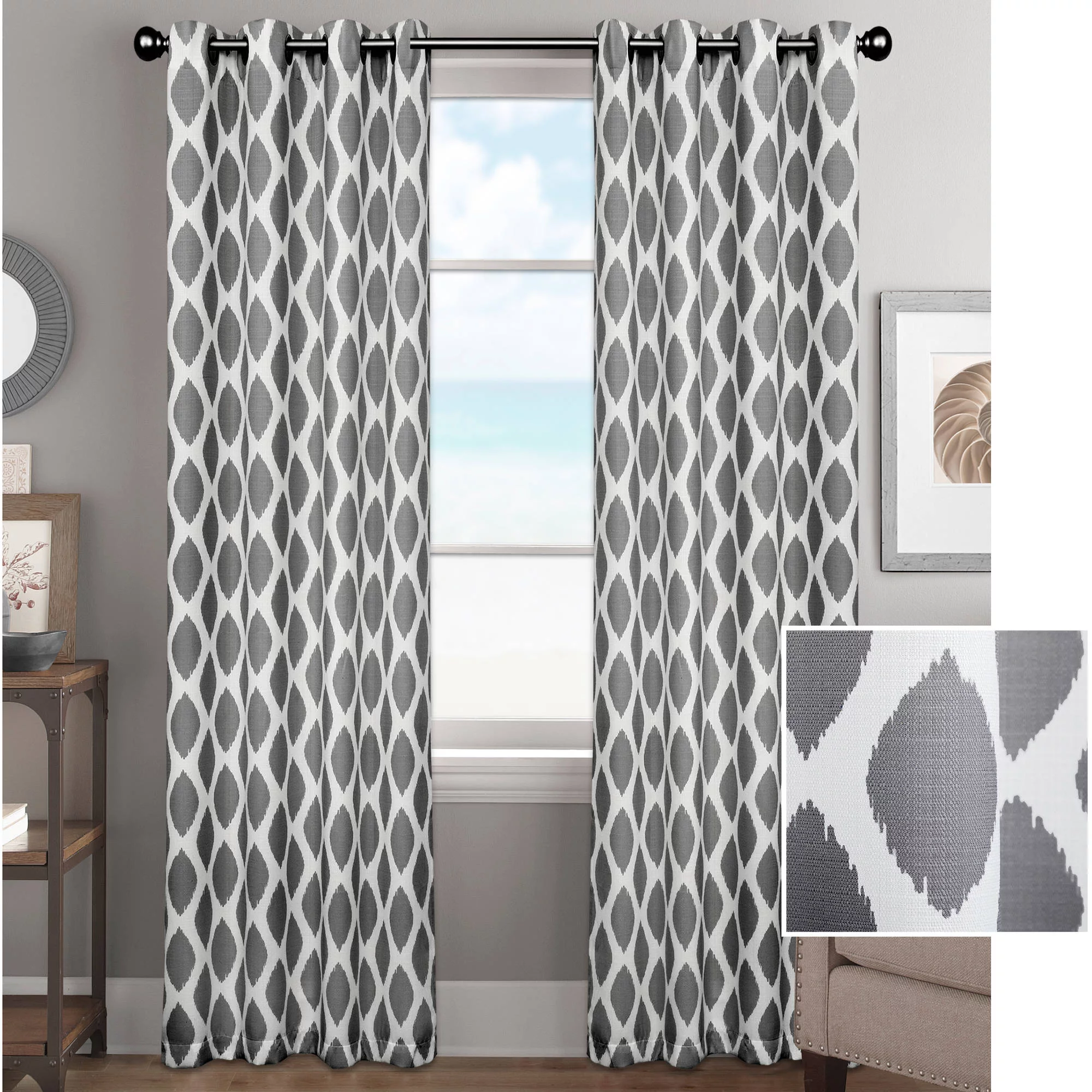 Better Homes and Gardens Ikat Diamonds Curtain Panel