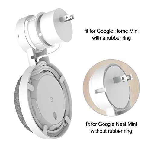 HomeMount Wall Mount for Google Home Mini or Google Nest Mini (2nd Gen),Space-Saving Outlet Holder Accessories for Google Mini Voice Assistant (White)