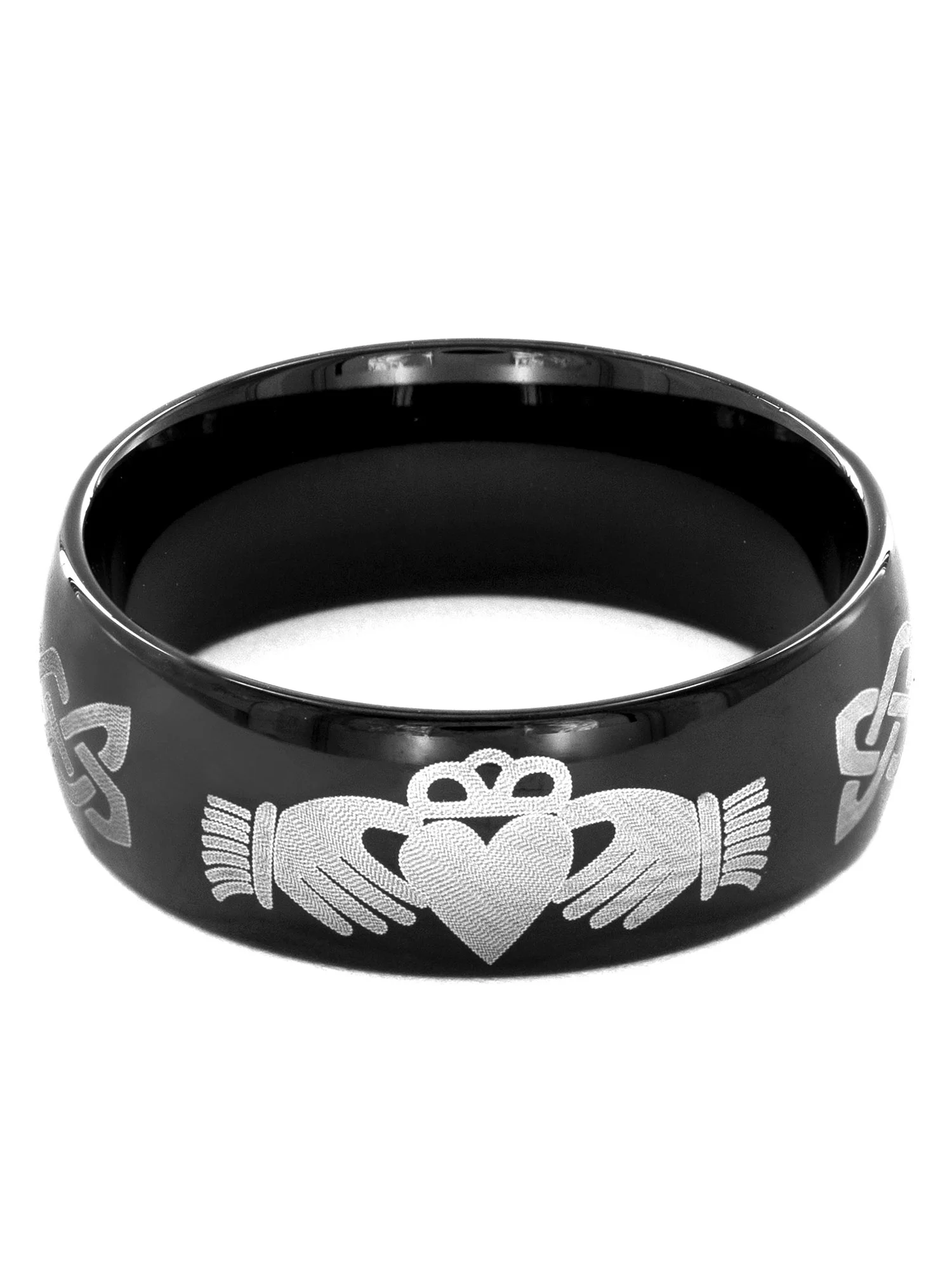 Men's Black-Plated Stainless Steel Claddagh Ring