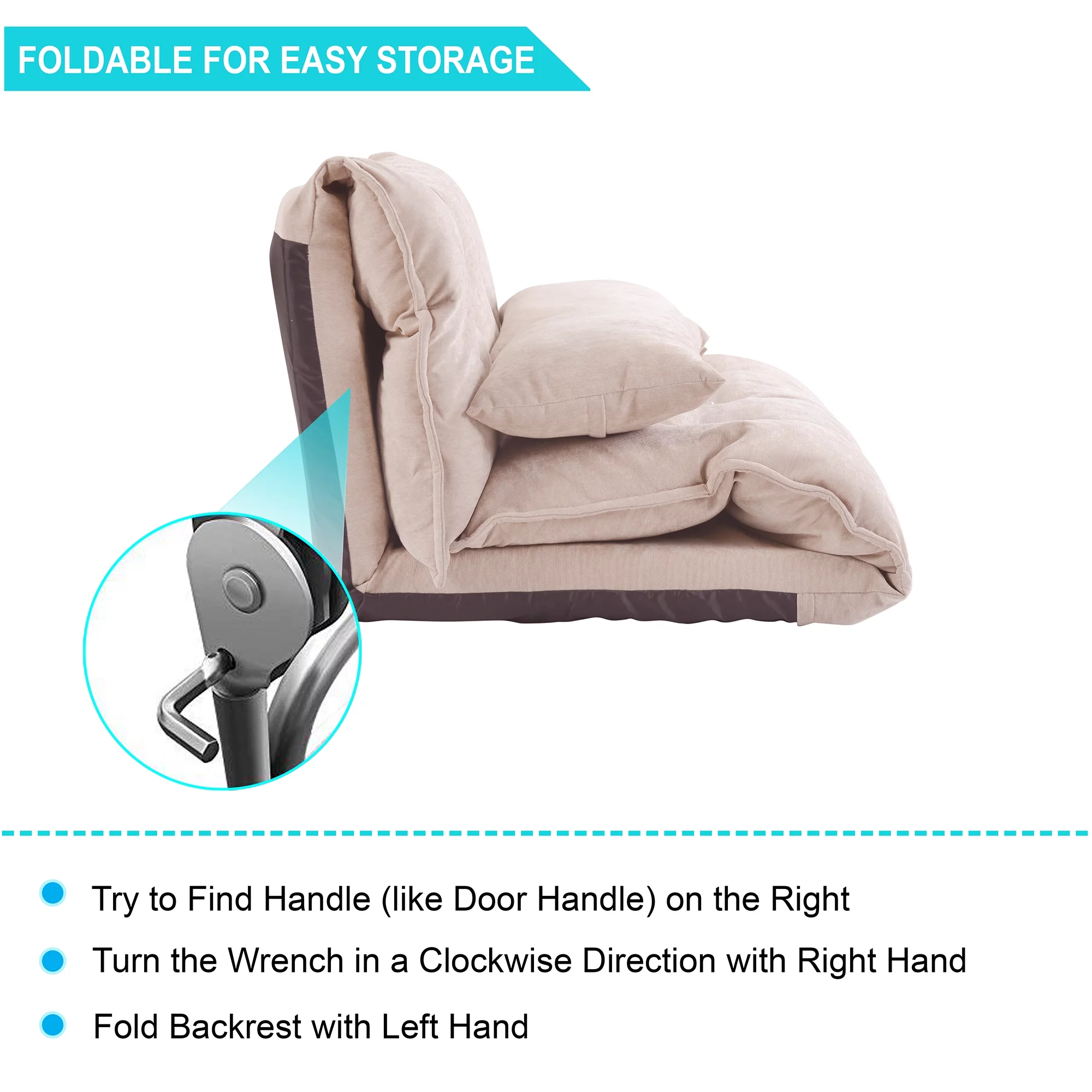 CoSoTower Lazy Sofa Adjustable Folding Futon Sofa Video Gaming Sofa With Two Pillows