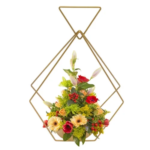 10 PCS Gold Diamond Shape Metal Flower Vases Tabletop Wedding Centerpieces Stand