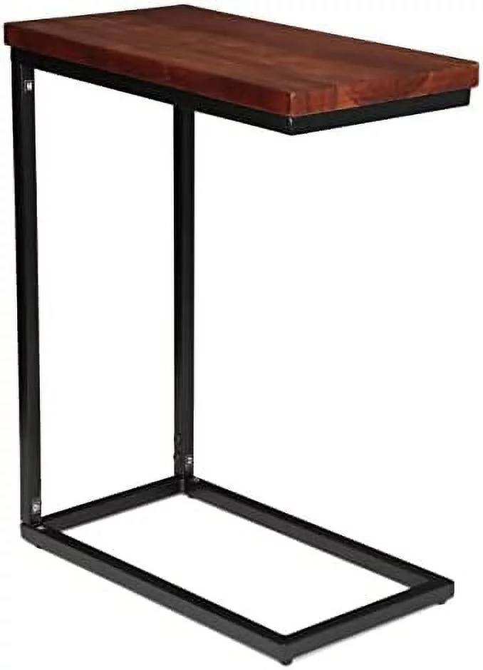 Espresso Wood TV Tray C Shaped Side Table - 26