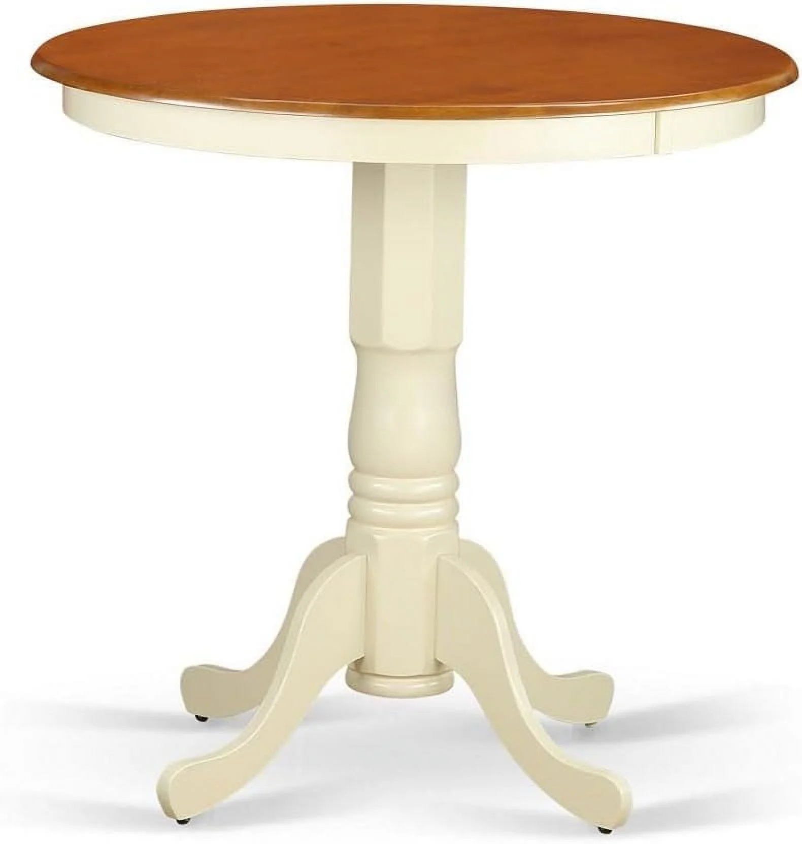Jackson Counter Height Dining Round Dinner Table Top With Pedestal Base, 36X36 Inch, Buttermilk & Cherry