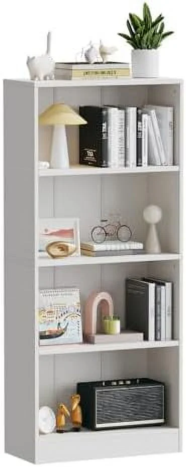 TQNJYGX 5- Wooden Bookcase  67.3" Height- Adjustable Open Bookshelf for Home Office  White Standing Display Book