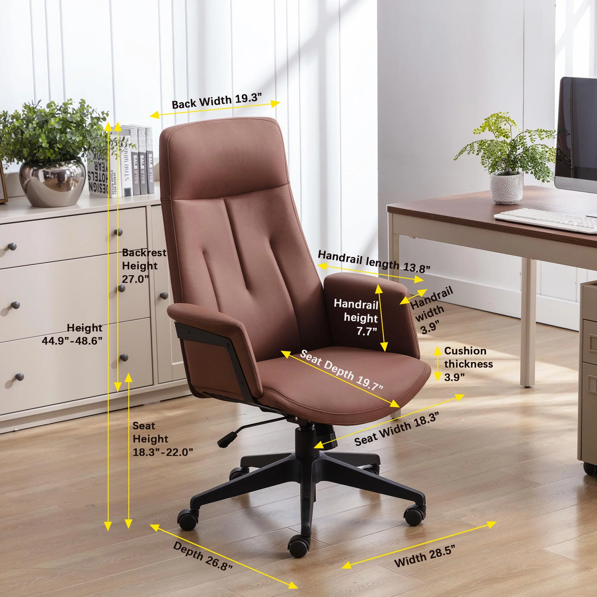 Snugway Ergonomic Home Office Chair,Modern Executive Chair and Computer Desk Chair,Brown