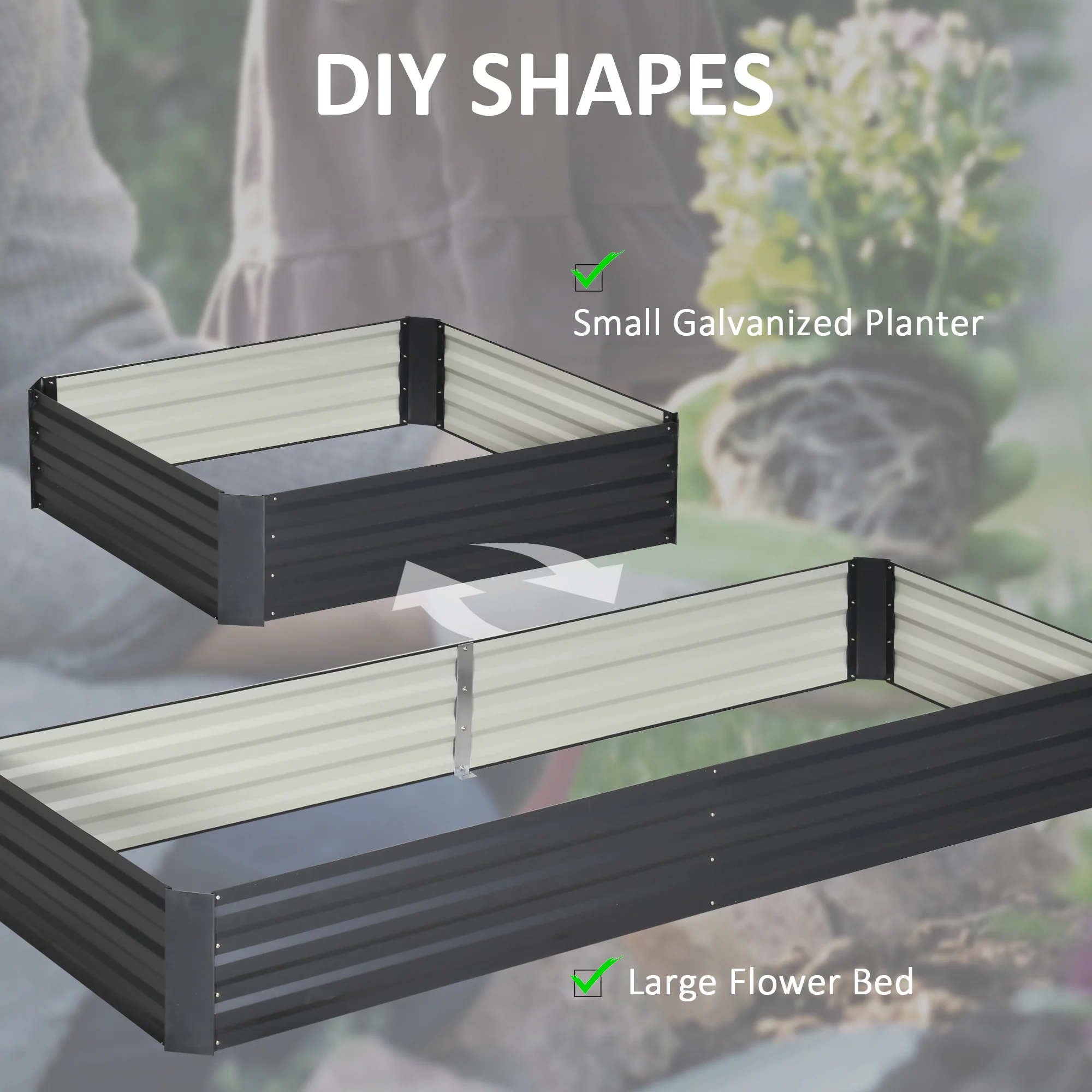 Outsunny Galvanized Raised Garden Bed Metal Planter Box Easy Quick Setup