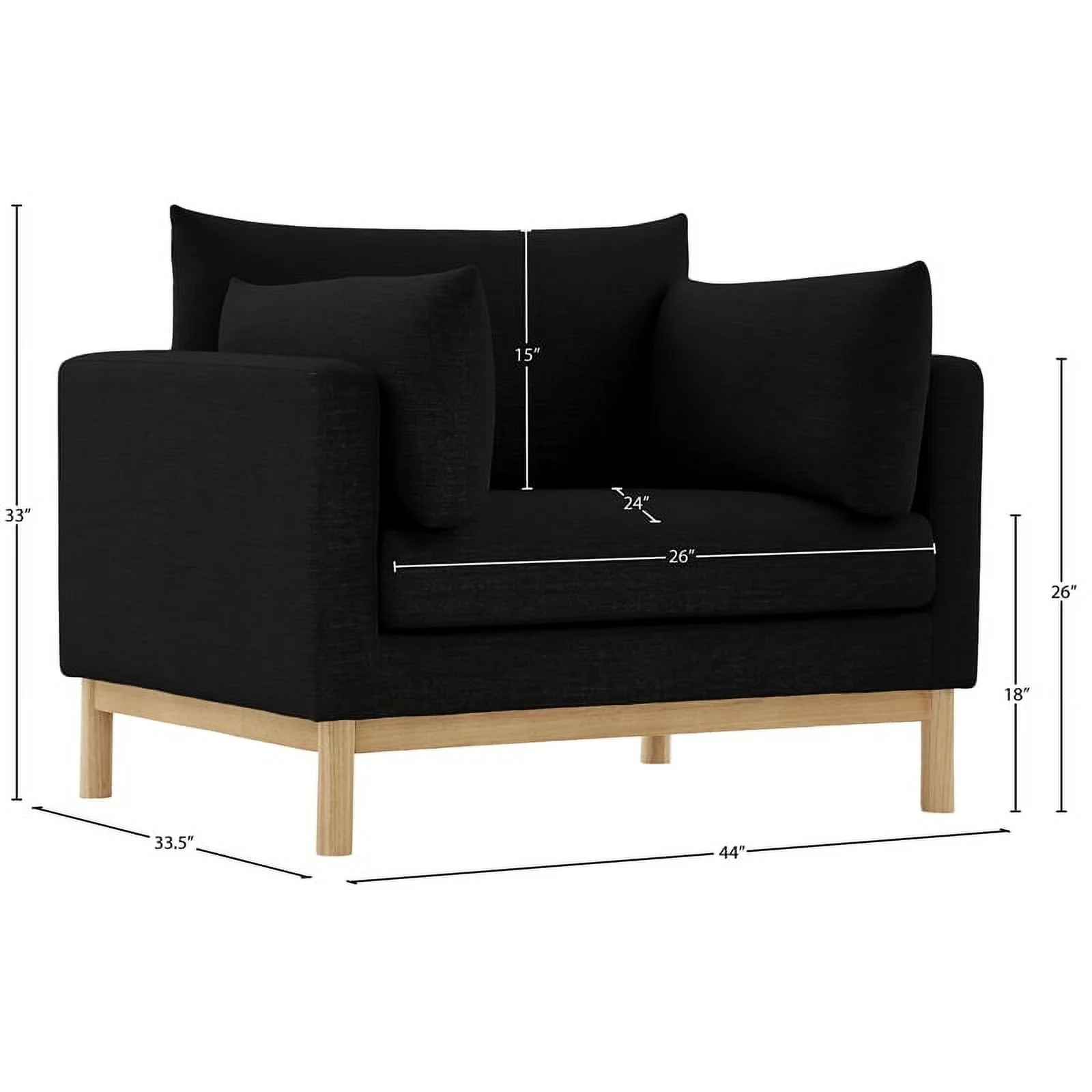 Meridian Furniture Langham Black Linen Textured Fabric Chair