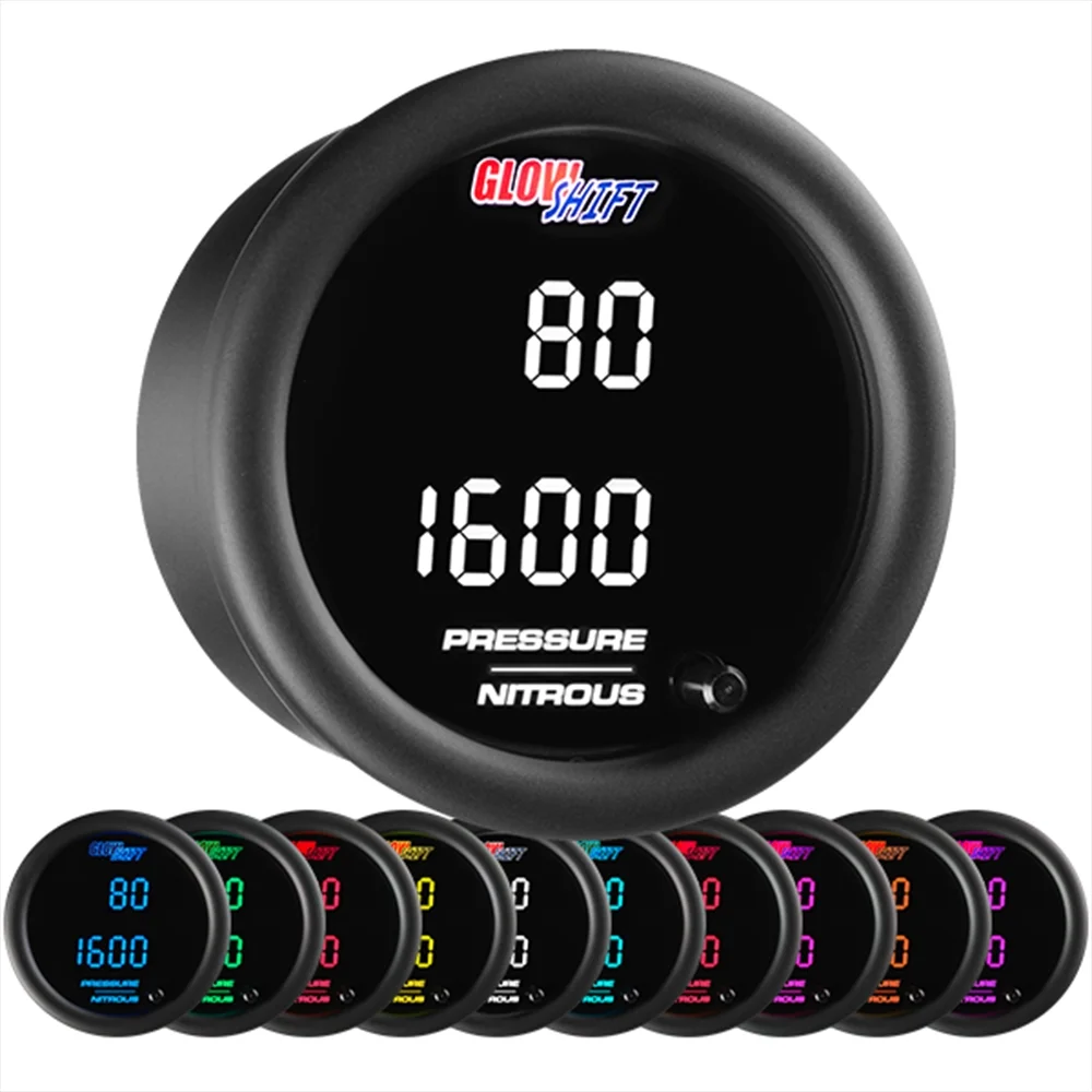 GlowShift 10 Color Digital Dual Pressure & NOS Gauge