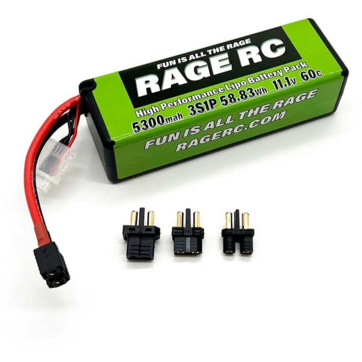 Rage RC RGRLP53003S60U 5300mAh 3S 11.1V 60C Hard Case LiPo Battery with Uni Connector