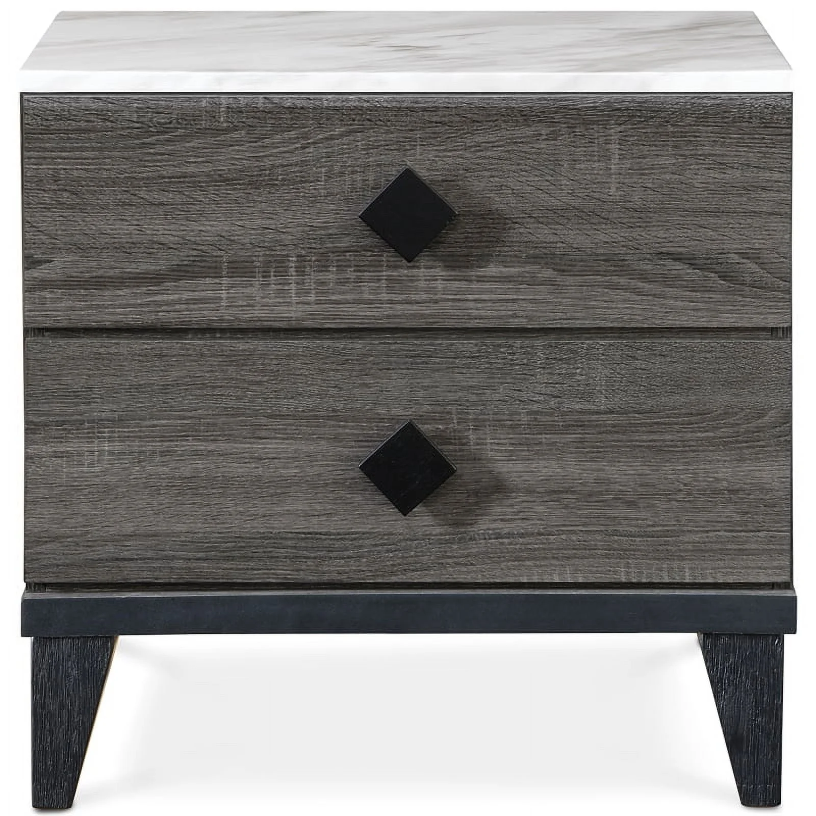 Home Square 2 Drawer Wood Nightstand in Gray Finish - Set of 2