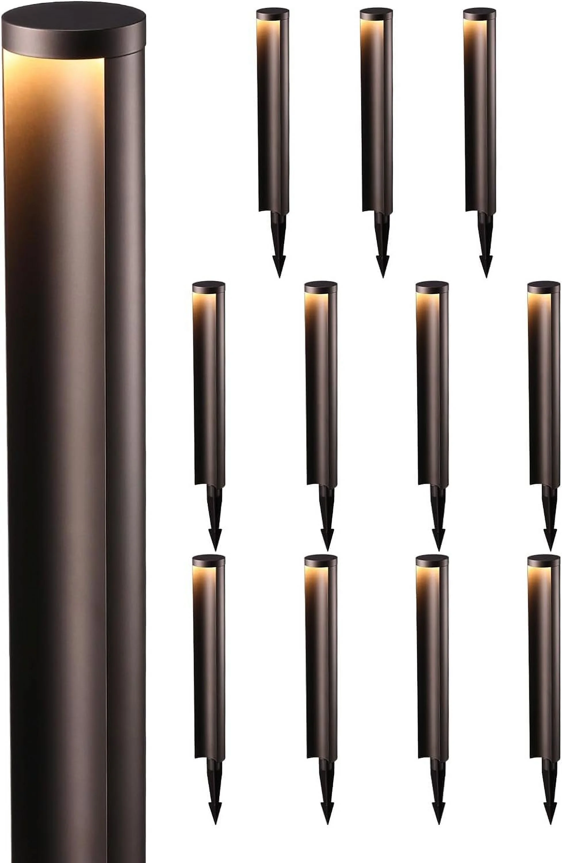 HYUN 12-Pack Low Voltage Pathway Lights, 5W 200LM 12-24V Wired LED Landscape Lighting for Yard Backyard Sidewalk, ETL Listed Waterproof Path Light, Die-Casted Aluminum, 3000K Warm White