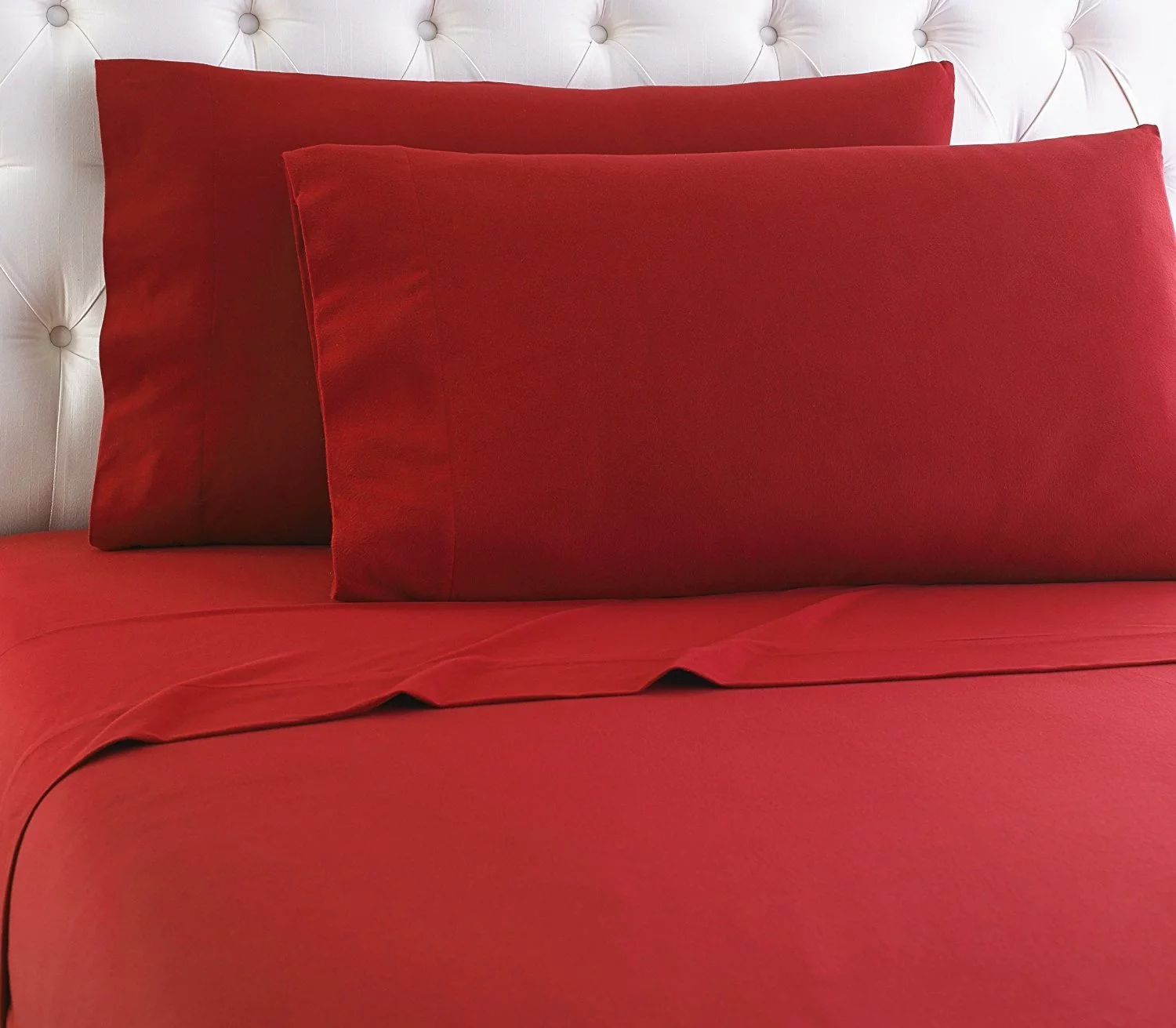 Empire Home Heavy Winter Flannel 100% Cotton Sheet set Fitted Flat Pillow Cases Deep Pocket - Dark Red - Full Size