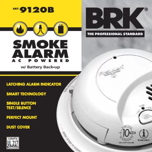 First Alert 9120B Smoke Detector & Alarm, AC Powered Battery Backup