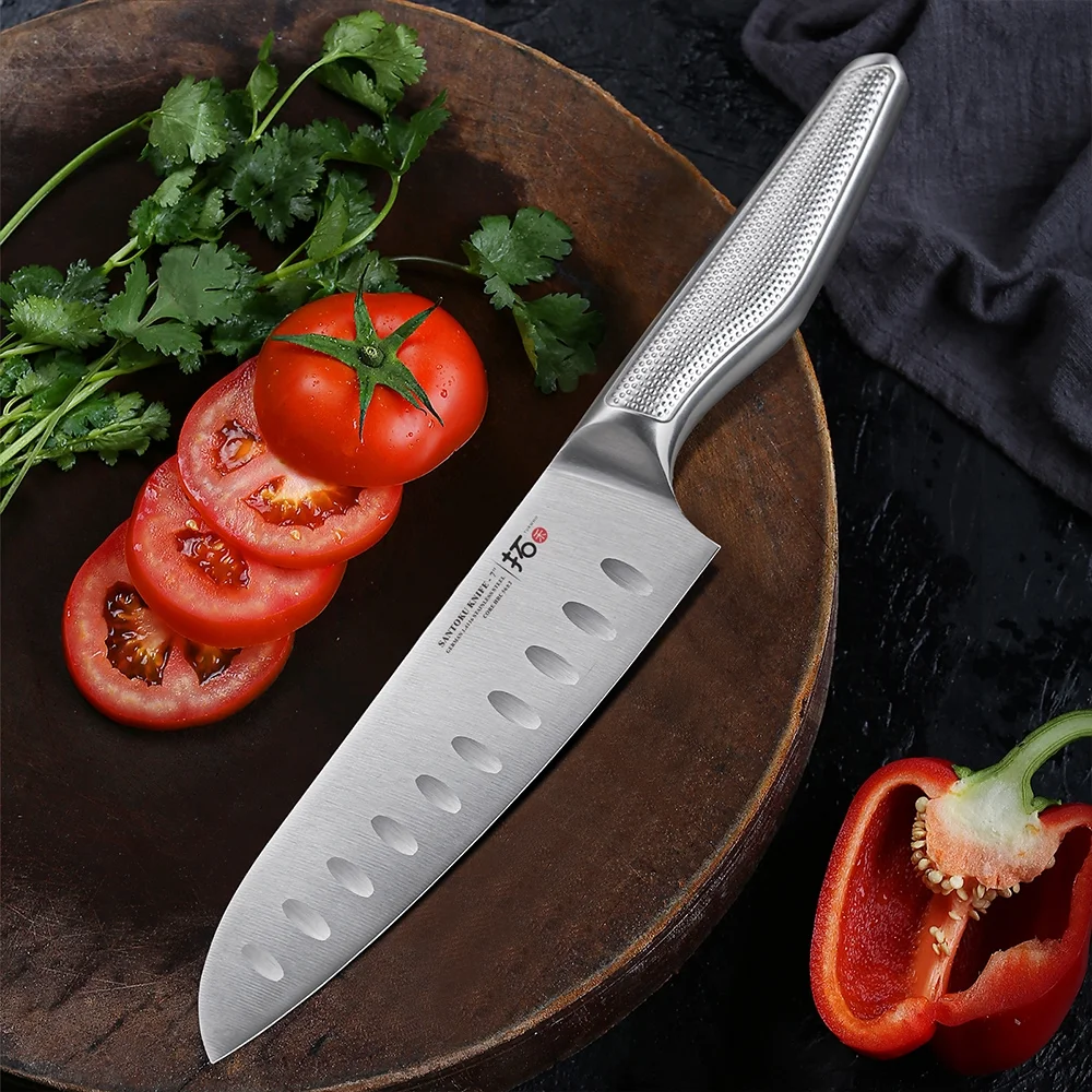TURWHO 7inch Santoku Knife German 1.4116 Stainless Steel Knives Kitchen Knifen with Handle
