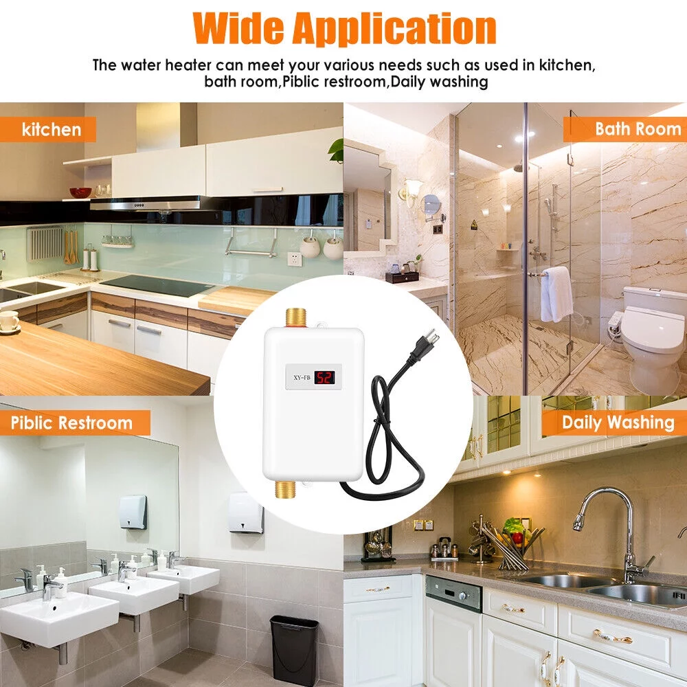 Instant Hot Water Heater - 3000W Electric Tankless for Home Use