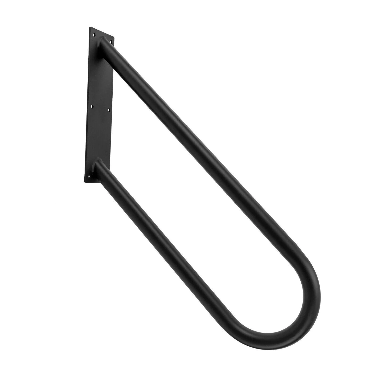 U-Shape Non-Slip Metal Step Stairs - Wall Mounted Pipe Handrails Black