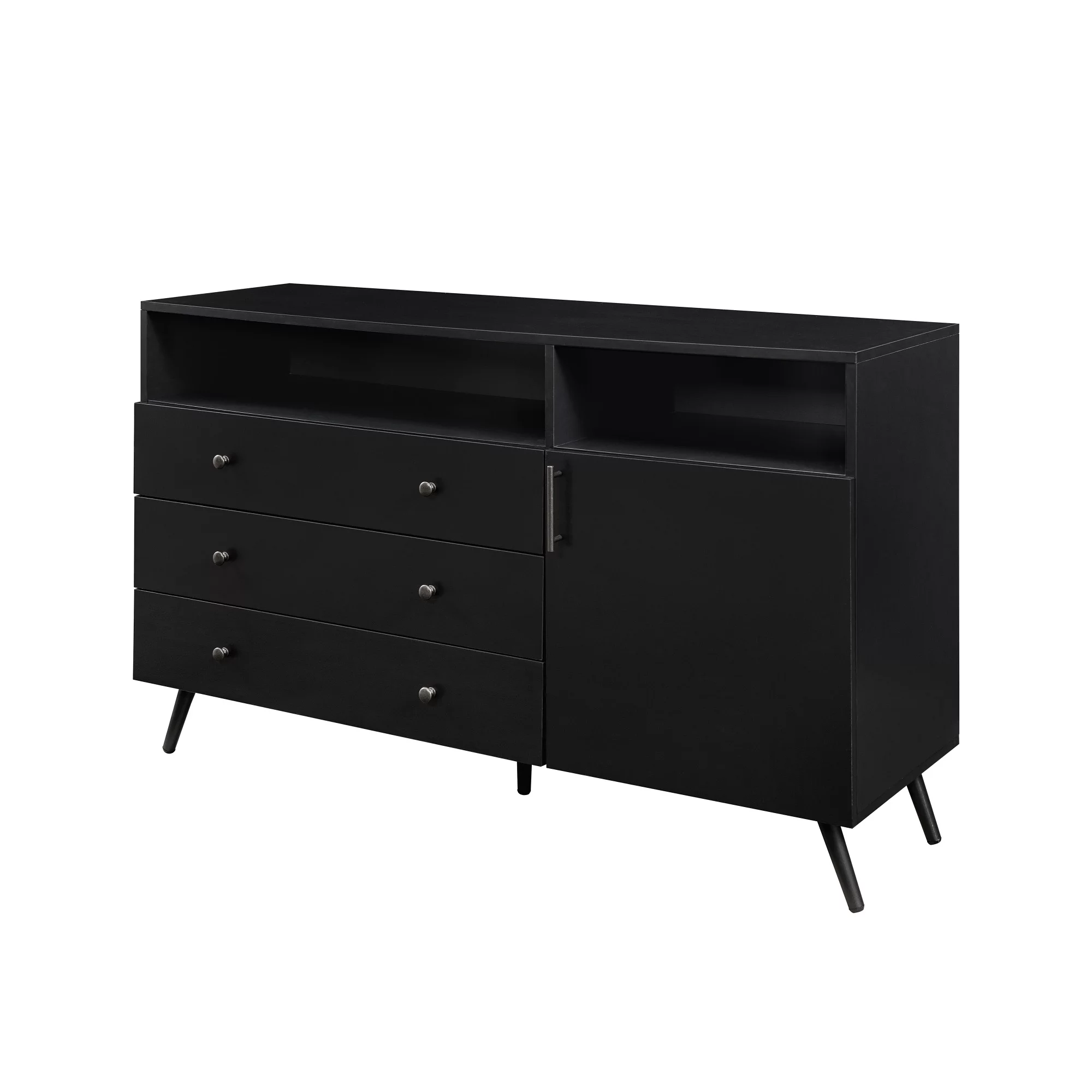 Walker Edison Mid-Century Modern 3-Drawer Sideboard, Solid Black