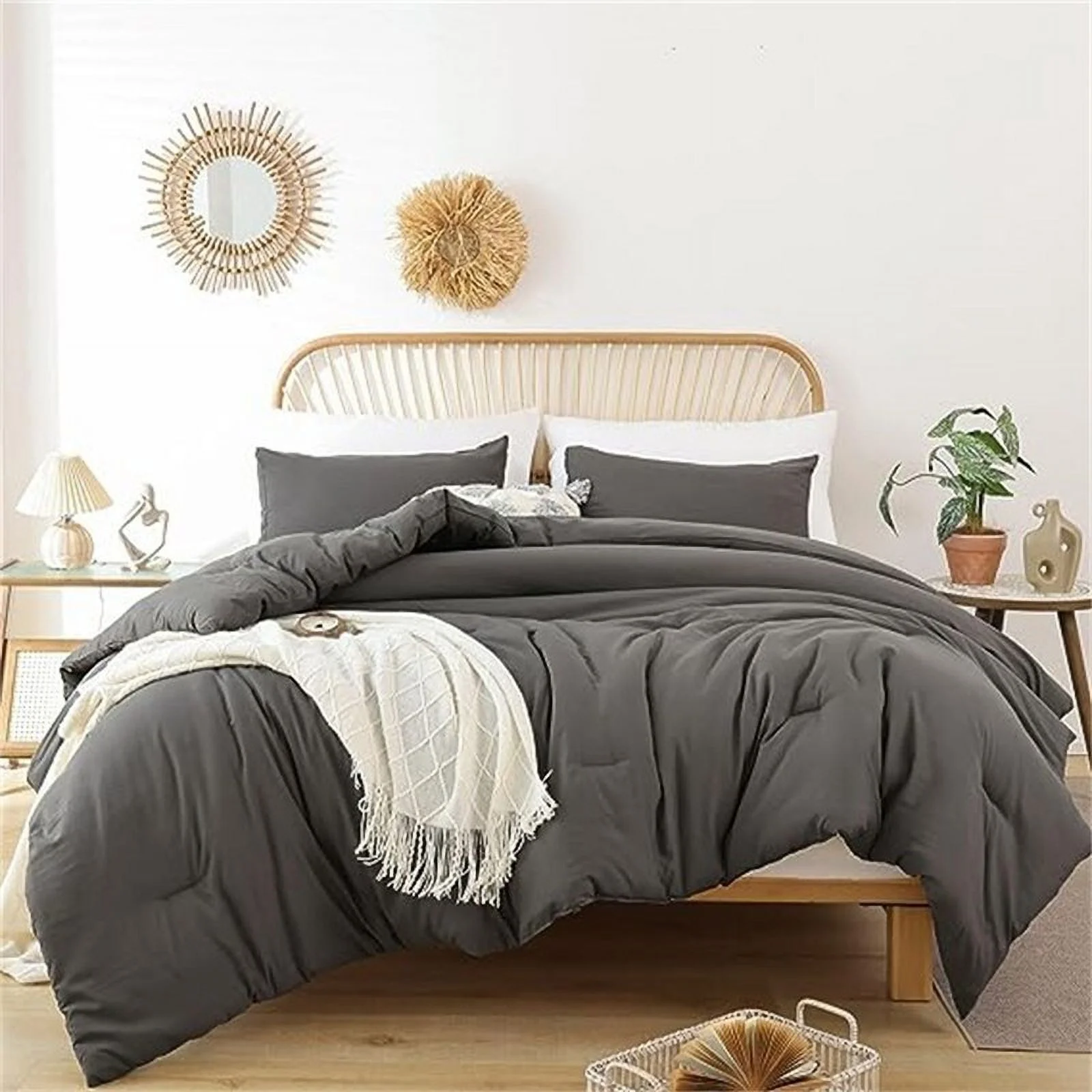 Comforter Set Charcoal Gray - 3 Piece - Queen