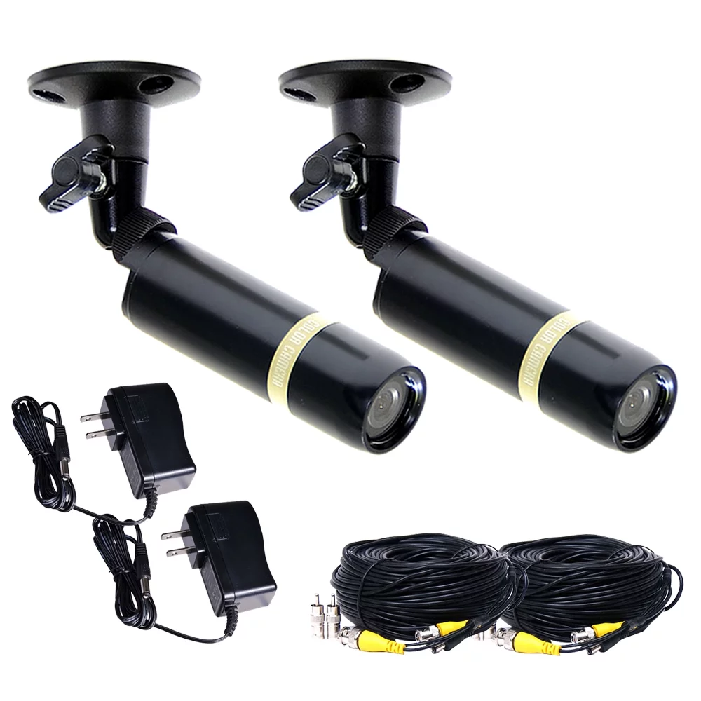 VideoSecu 2 Security Camera Built-in SONY CCD Outdoor Bullet 3.6mm Wide Angle Lens with 2 Power Supply and 2 Extension Cable bze