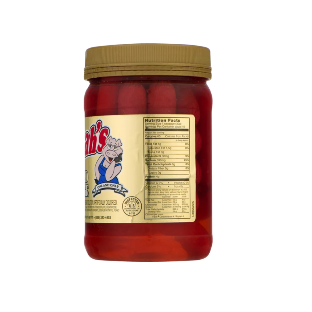 Hannah's Pickled Red Hot Sausages 16 oz Jar